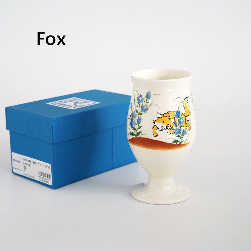 Japanese Ceramic Tall Cup – Hand-Painted Animal Artist Signed