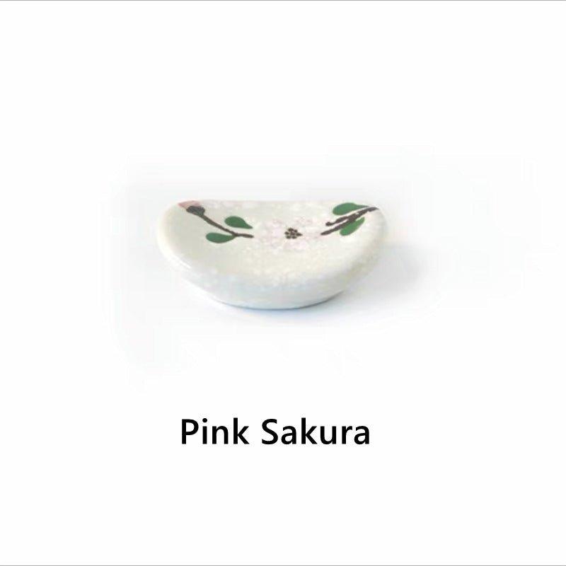 Ceramic Chopstick Rest Hashioki Japanese Hand-Painted Sakura Goldfish