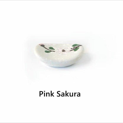 Ceramic Chopstick Rest Hashioki Japanese Hand-Painted Sakura Goldfish