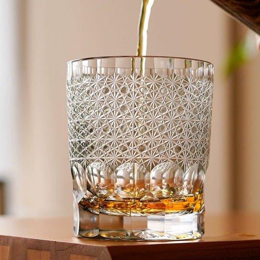Chrysanthemum Whiskey Glass Royal | Edo Kiriko Hand-Carved Crystal