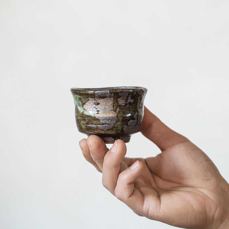 Japanese Tea Cup Set of 5 | Mino Ware Natural Wave Ceramic
