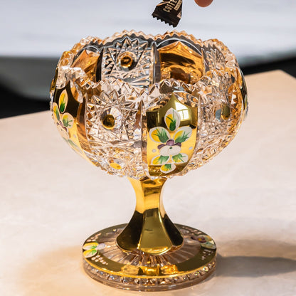 Crystal Candy Bowl | Bohemian Enamel & Gold Handcrafted Czech Glass