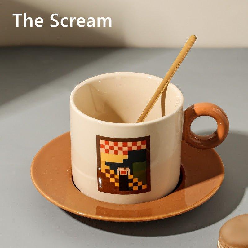 Coffee Cup Set Ceramic Mosaic Art Design – Cup Saucer & Teaspoon | Starry Night, Mona Lisa & More