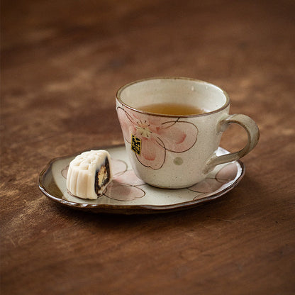 Coffee Cup & Saucer Set – Mino Ware Winter Sakura Ceramic