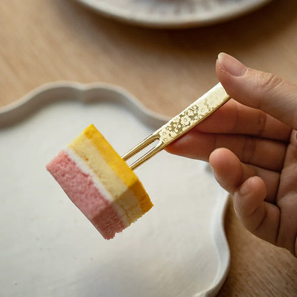 Dessert Fork Gold Stainless Steel Japanese Engraved Sakura Set