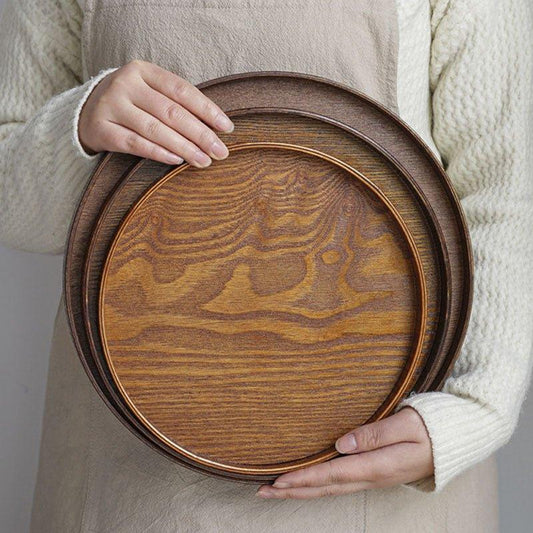 Willow Wood Tray Japanese Circular Round Serving Small Medium Large Moon