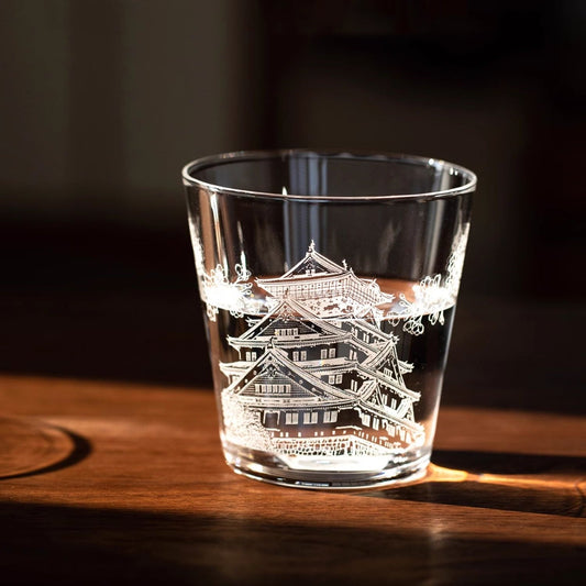 Whiskey Glass Japanese Scenic Etched Tumbler | Toyo-Sasaki