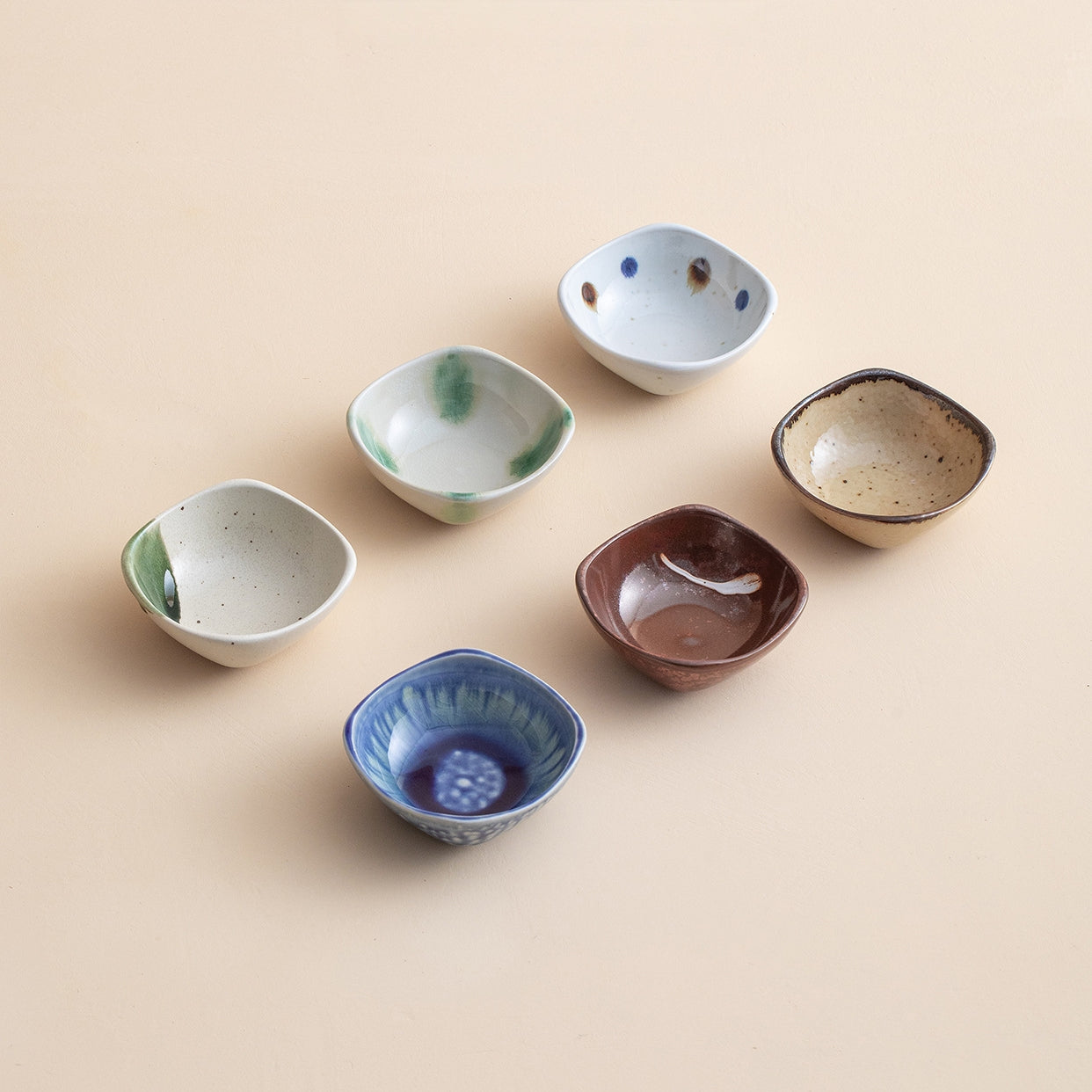 Ceramic Condiment Dish Set of 6 – Mino Ware Wabi Sabi