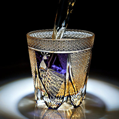 Whiskey Glass Violet Peacock – Edo Kiriko Handcrafted Crystal