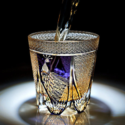 Whiskey Glass Violet Peacock – Edo Kiriko Handcrafted Crystal