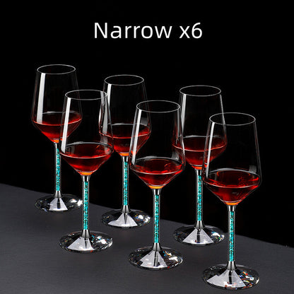 Red Wine Glasses Set Coral Turquoise Stem with Decanter & Stand – Elegant Crystal Glassware