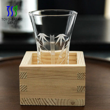 Masu Sake Cup | Japanese Artisan Glass Sake Cup with Wooden Masu
