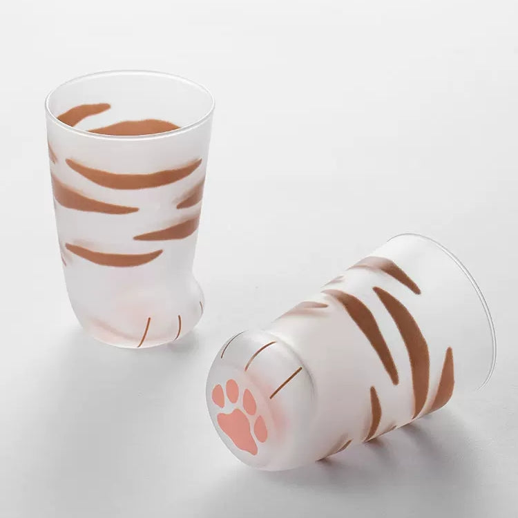 Cat Paw Glass Cup Japanese Neko Paw Print Drinking Glass Aderia Ishizuka Cute Cat Mug Made in Japan