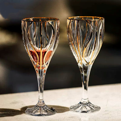 Wine Glass Set Bohemia Crystal Luxury Gold Detail Czech Crystal Wine Champagne Glass Decanter Set Gift Box