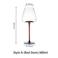 Burgundy Wine Glasses Crystal Red Stem – Wide Bowl Pinot Noir Glass Set | Regular & Red Stem Styles