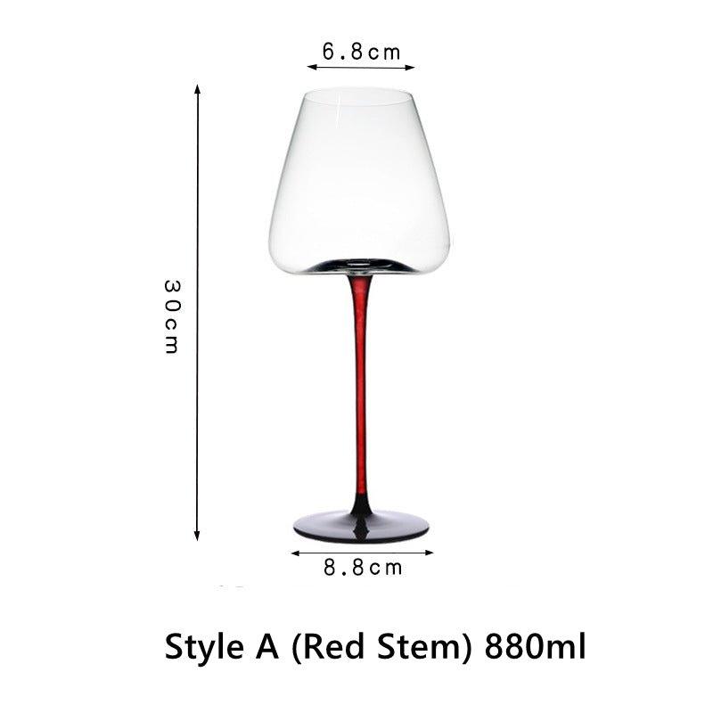 Burgundy Wine Glasses Crystal Red Stem – Wide Bowl Pinot Noir Glass Set | Regular & Red Stem Styles