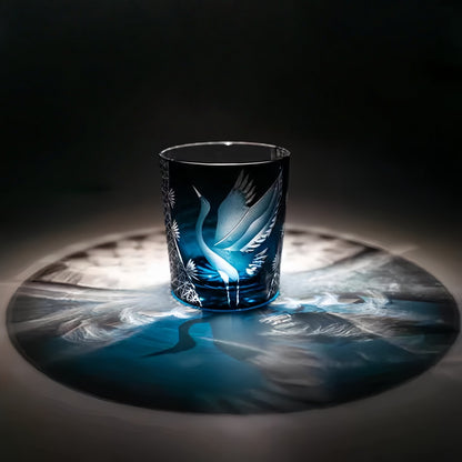 Whiskey Glass Soaring Crane – Edo Kiriko Handcrafted Crystal