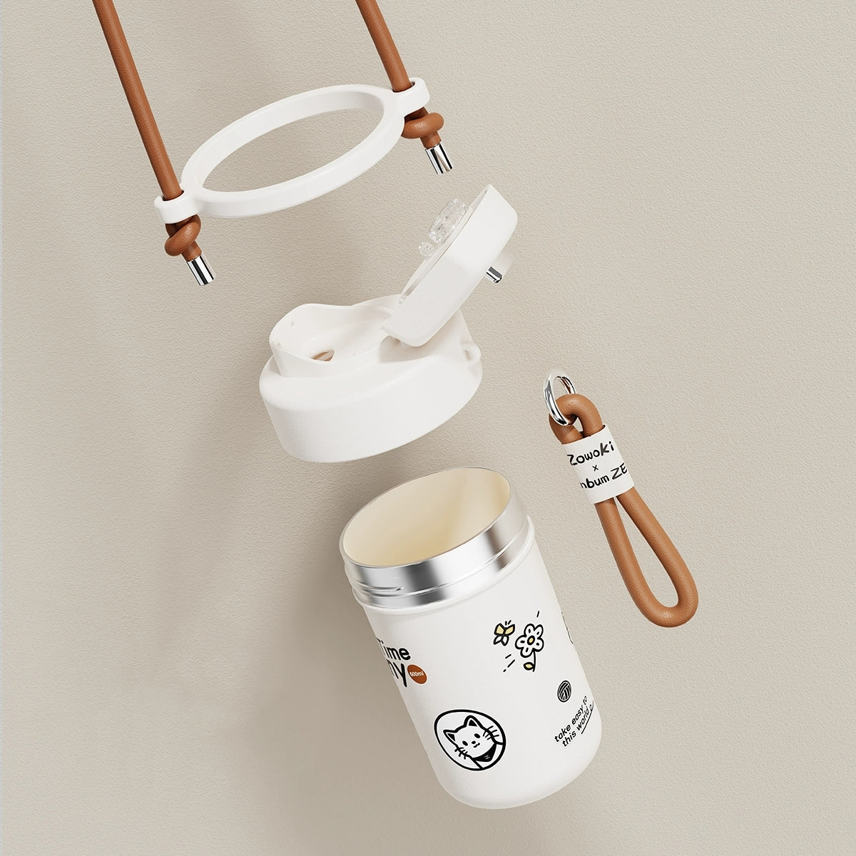 Insulated Thermos Ceramic Lined Stainless Steel | Cute Travel Mug