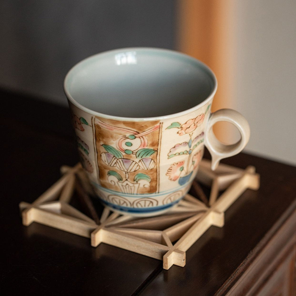 Ceramic Mug | Japanese Hasami Ware Hanashin Floral Vintage Handcrafted Collection