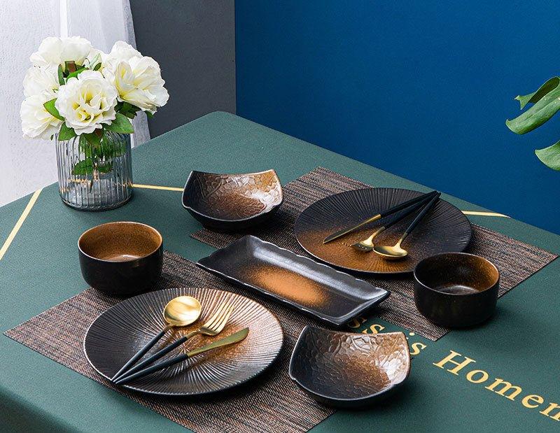 Ceramic Dinner Set | Scenic Nature Plates Bowls & Flatware