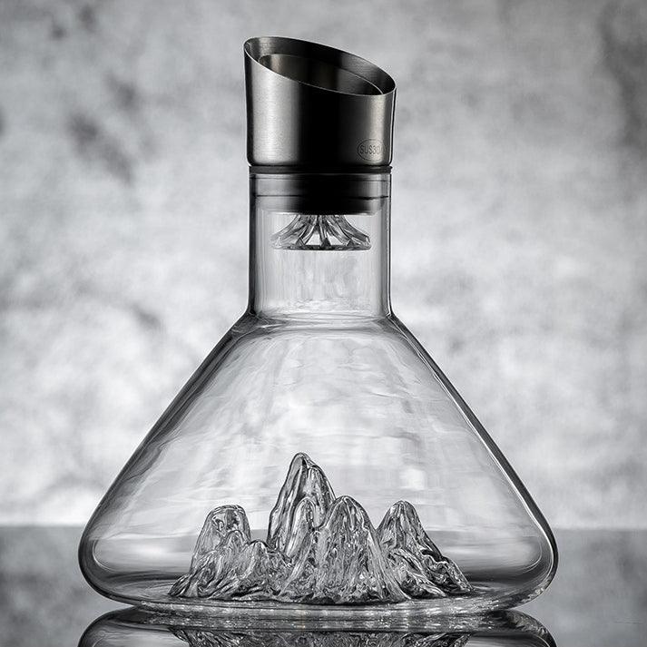 Wine Decanter Hand Blown Glass Fuji Cascade Aerating Carafe