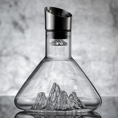 Wine Decanter Hand Blown Glass Fuji Cascade Aerating Carafe