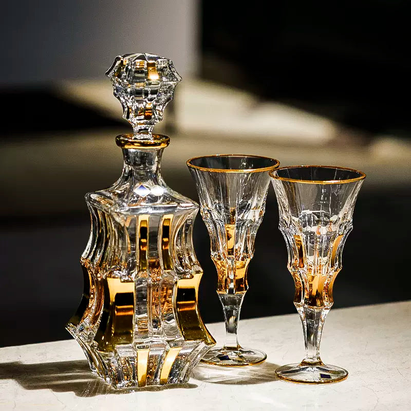 Crystal Wine Decanter Set – Bohemia Royal Gold Bohemian Glass