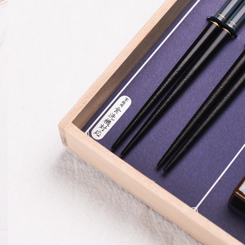 Wooden Chopsticks Wedding Gift Set Ayaka Japanese Handcrafted His and Hers with Rests and Wooden Box