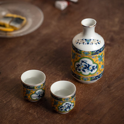 Ceramic Sake Set | Mino Ware Tokkuri & 2 Ochoko Handcrafted