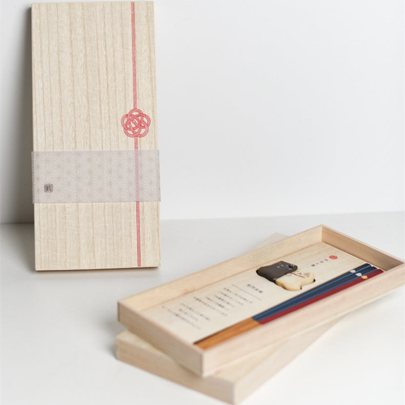 Chopsticks Gift Set | Japanese Shiba Inu & Kitten Handcrafted Wood Couples Wedding