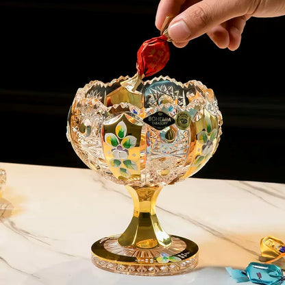 Crystal Candy Bowl | Bohemian Enamel & Gold Handcrafted Czech Glass