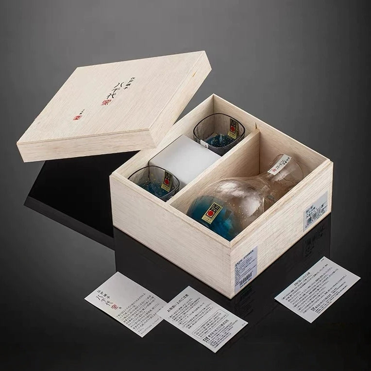 Cold Sake Set Japanese Gold Foil Glass – Hoshi Nagare Starlit Night