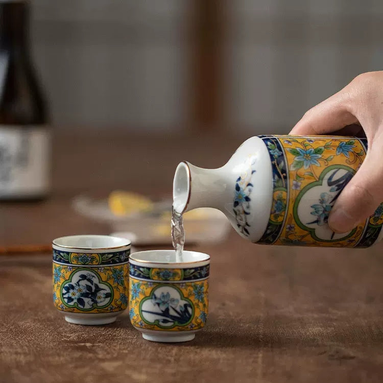 Ceramic Sake Set | Mino Ware Tokkuri & 2 Ochoko Handcrafted