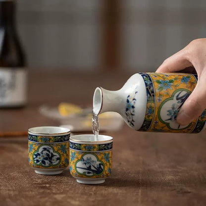 Ceramic Sake Set | Mino Ware Tokkuri & 2 Ochoko Handcrafted