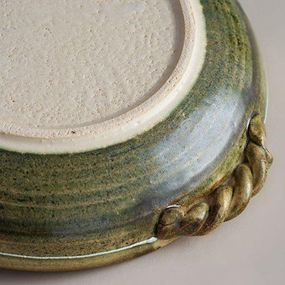 Ceramic Plate Japanese Handcrafted Curved Swirl Design Serving and Decorative Plate