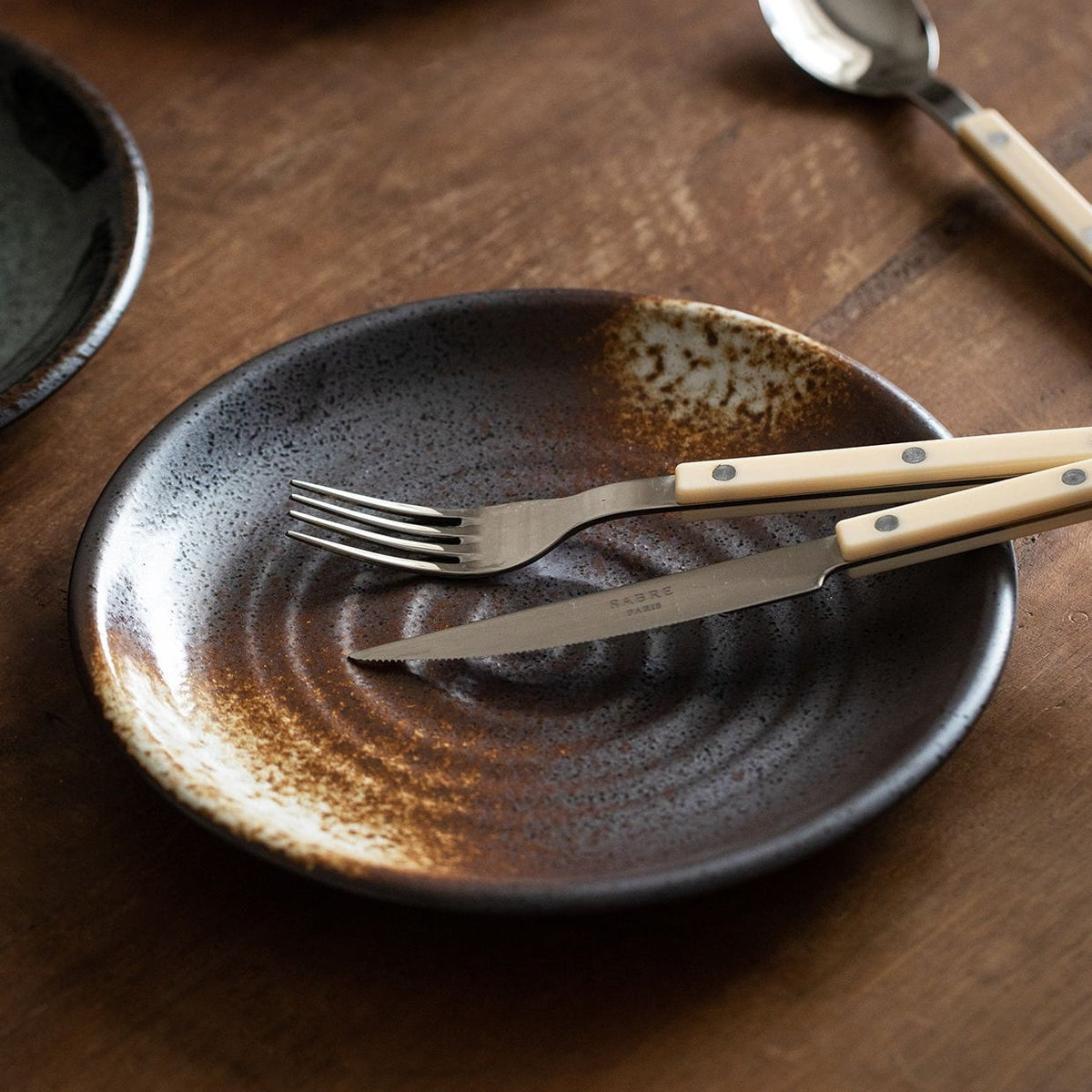 Ceramic Deep Plate – Mino Ware Wabi Sabi Spiral Glaze