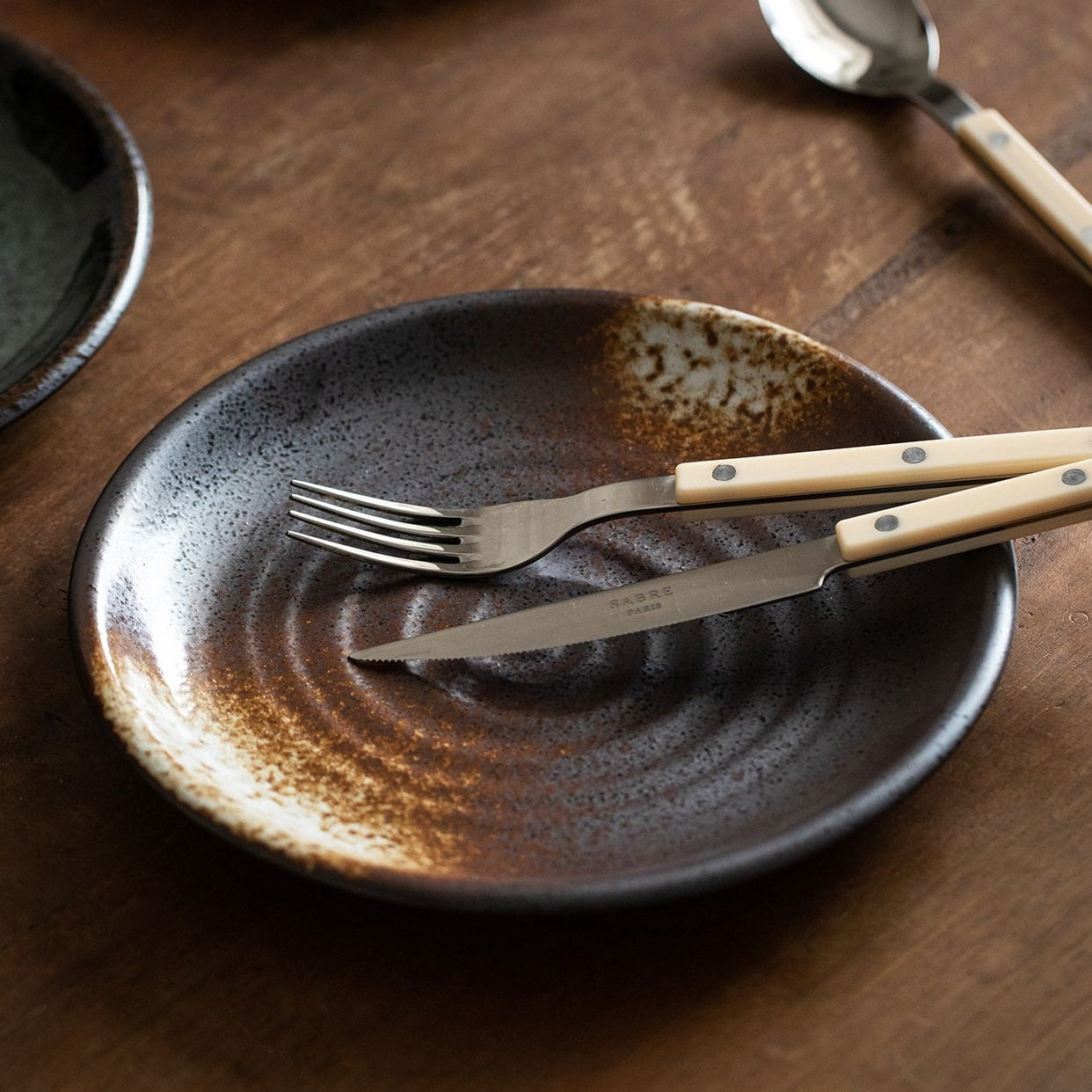 Ceramic Deep Plate – Mino Ware Wabi Sabi Spiral Glaze