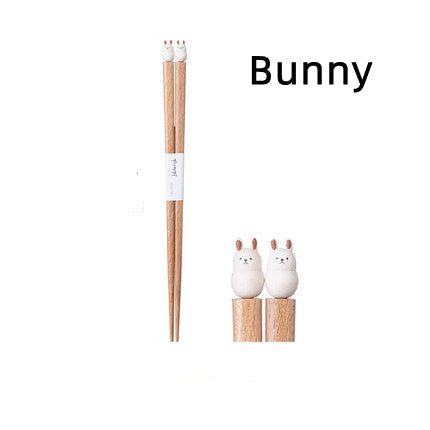 Kids Chopsticks Wooden Animal Sculpture | Shiba Bunny Bear