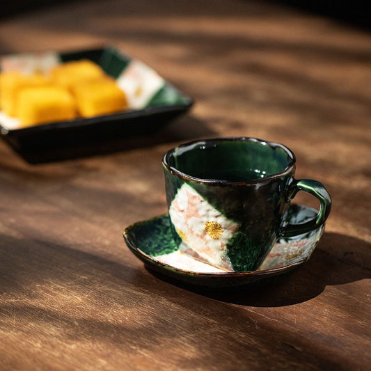 Ceramic Coffee Cup Set – Mino Ware Oribe Sakura Hand-Painted