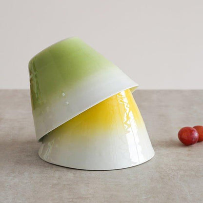 Ceramic Conical Bowl Arita Ware Japanese Handcrafted Gradient Ombre Serving and Decorative Bowl