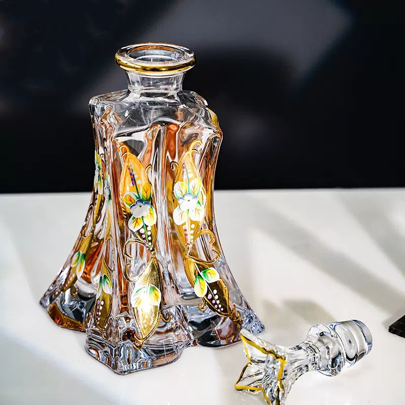 Whisky Decanter Set Bohemia Crystalite Butterfly Gold Enamel Czech Crystal Whisky Glass Decanter Gift Box