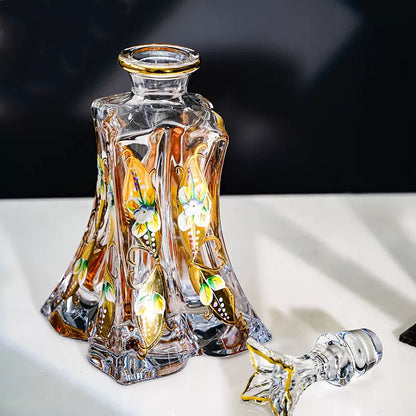 Whisky Decanter Set Bohemia Crystalite Butterfly Gold Enamel Czech Crystal Whisky Glass Decanter Gift Box