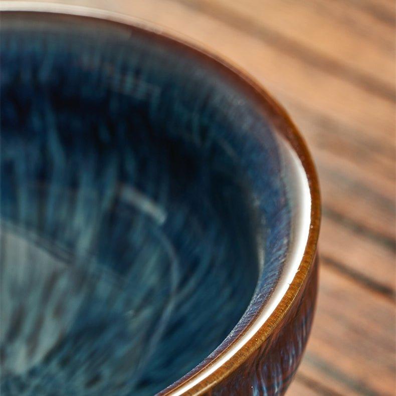 Blue Ceramic Tea Cup Japanese Gloss Glazed Short Tall Wide Styles