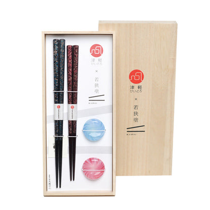 Chopsticks Wedding Gift Set | Japanese Snowflake Handcrafted Wood Couples Chopsticks