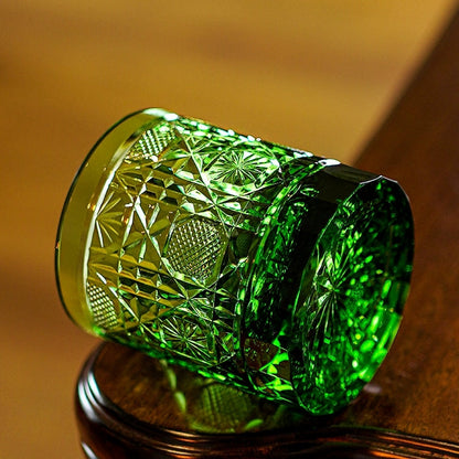 Whiskey Glass Octagonal Chrysanthemum | Edo Kiriko Cut Crystal Barware