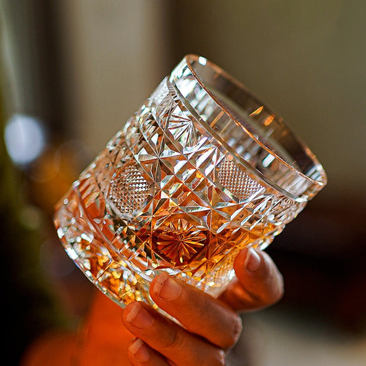 Whiskey Glass Octagonal Chrysanthemum | Edo Kiriko Cut Crystal Barware