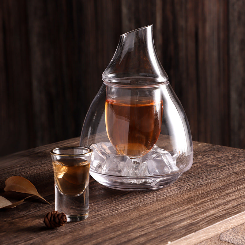 Whiskey Decanter Set Two-Tier Spirit Glass with Ice Bowl