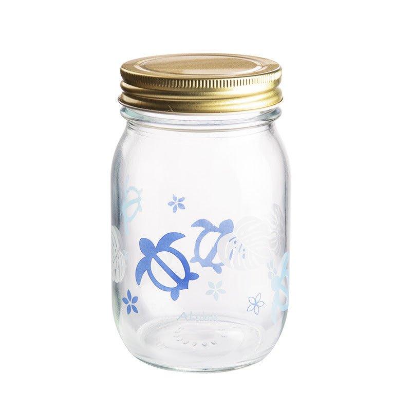 Glass Storage Jar Japanese Hand-Painted Kitchen Spice Jar