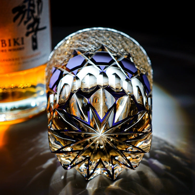 Whiskey Glass Edo Kiriko Handcrafted Fluorite with Wooden Gift Box