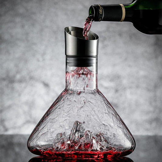 Wine Decanter Hand Blown Glass Fuji Cascade Aerating Carafe